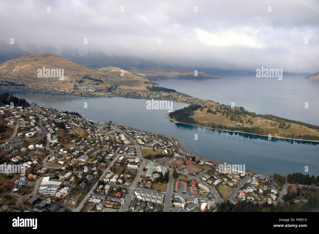 Queenstown and Lake Wakatipu, Otago, New Zealand Stock Photo