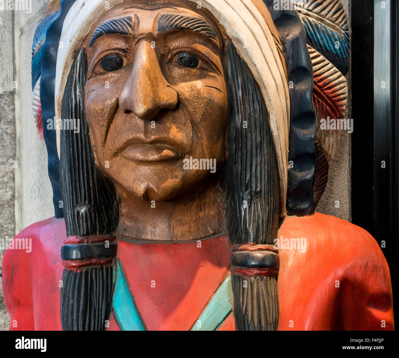 Carved wooden cigar store Indian Stock Photo Alamy