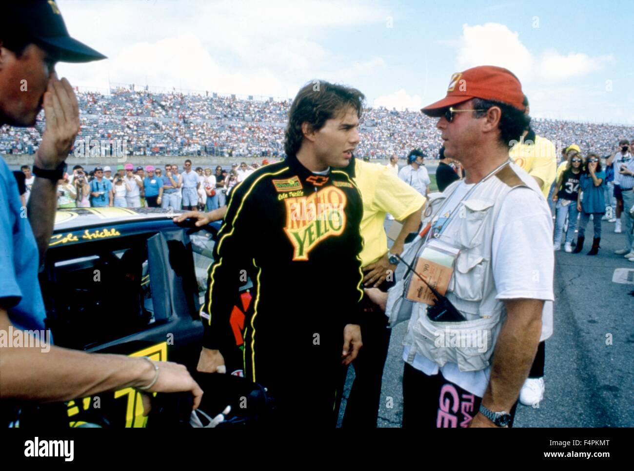 On the set, Tom Cruise and Tony Scott / Days of Thunder / 1990 directed by Tony Scott [Paramount Pictures] Stock Photo