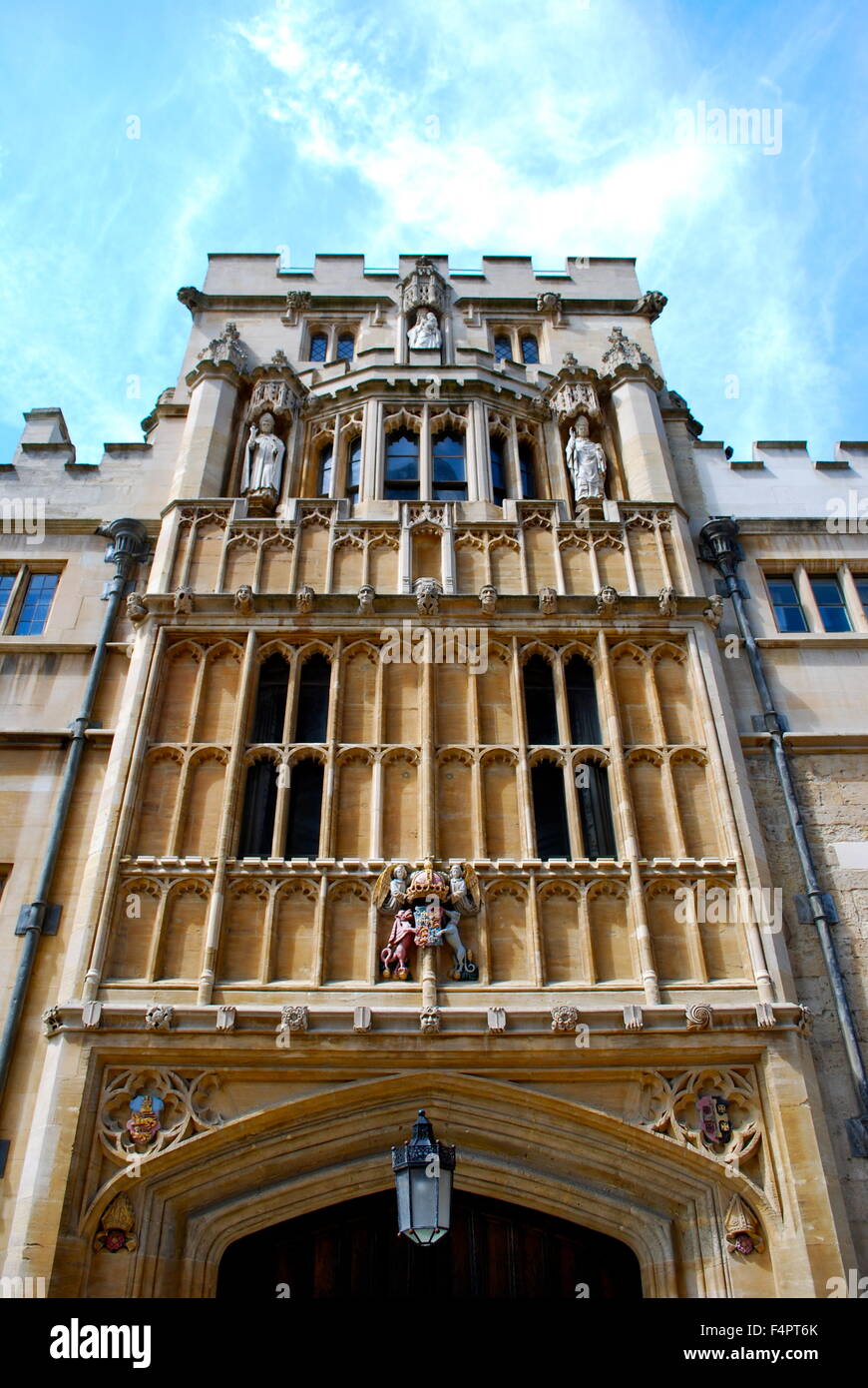 Oxford University college entrance tower Stock Photo