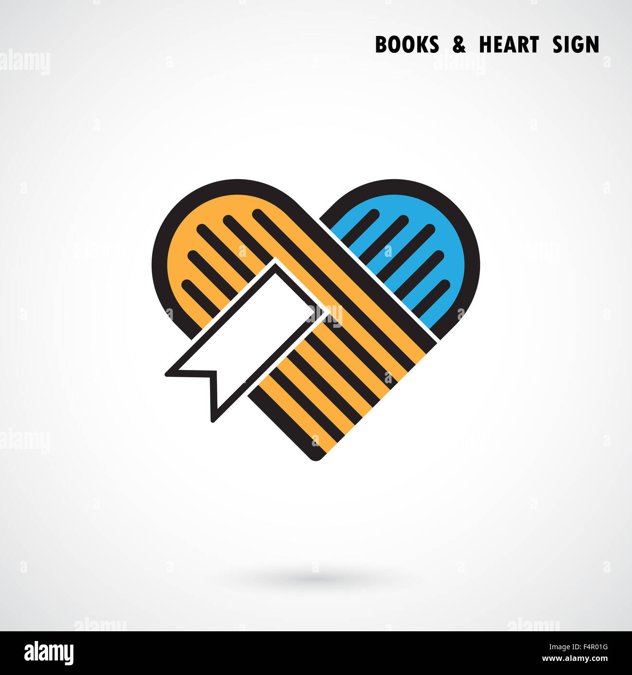 Creative book and heart abstract  logo design.Book Store and library  logo design.Learning,study idea icon.Love Book Stock Photo