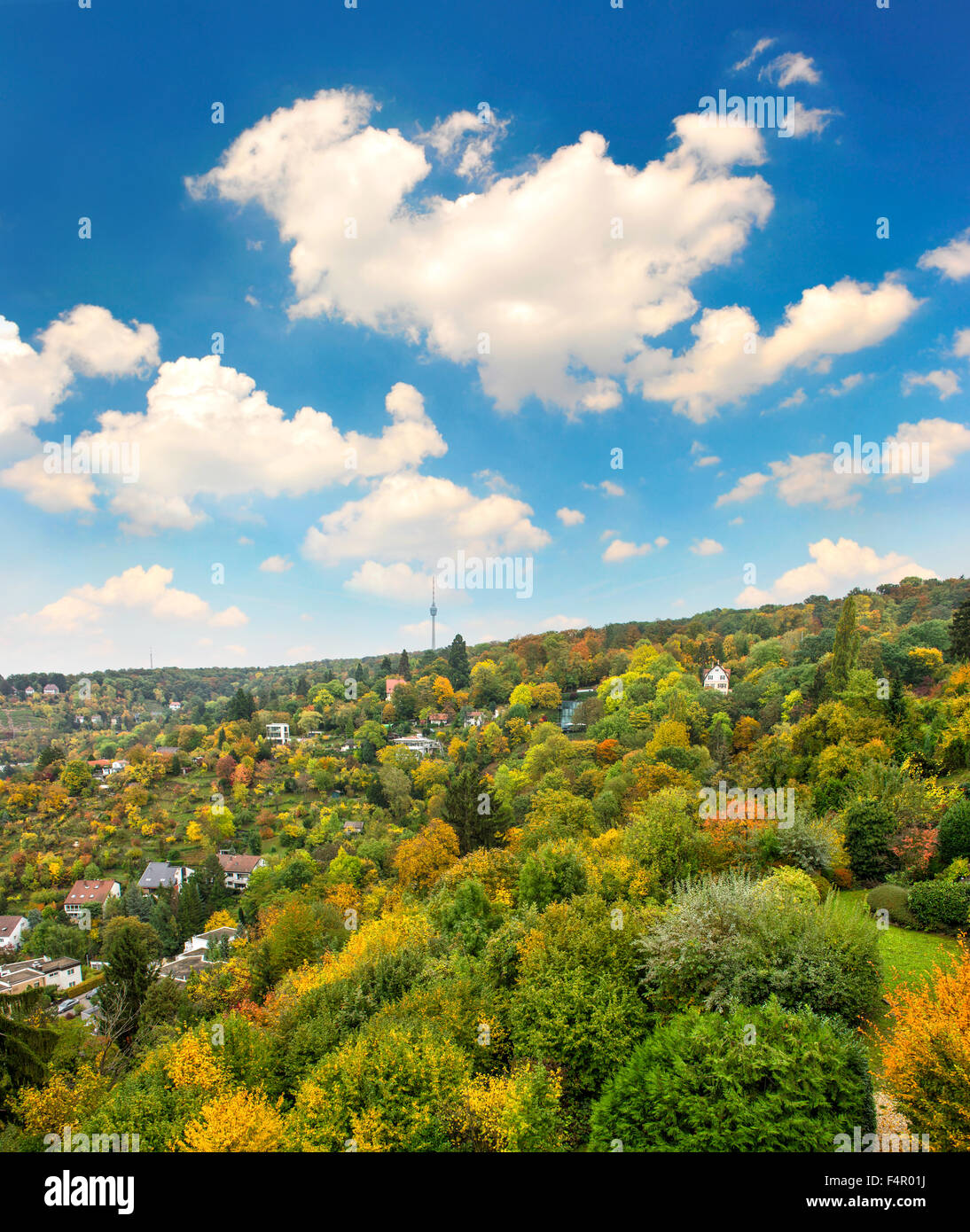 View of Stuttgart city, Germany. European autumn city landscape Stock ...