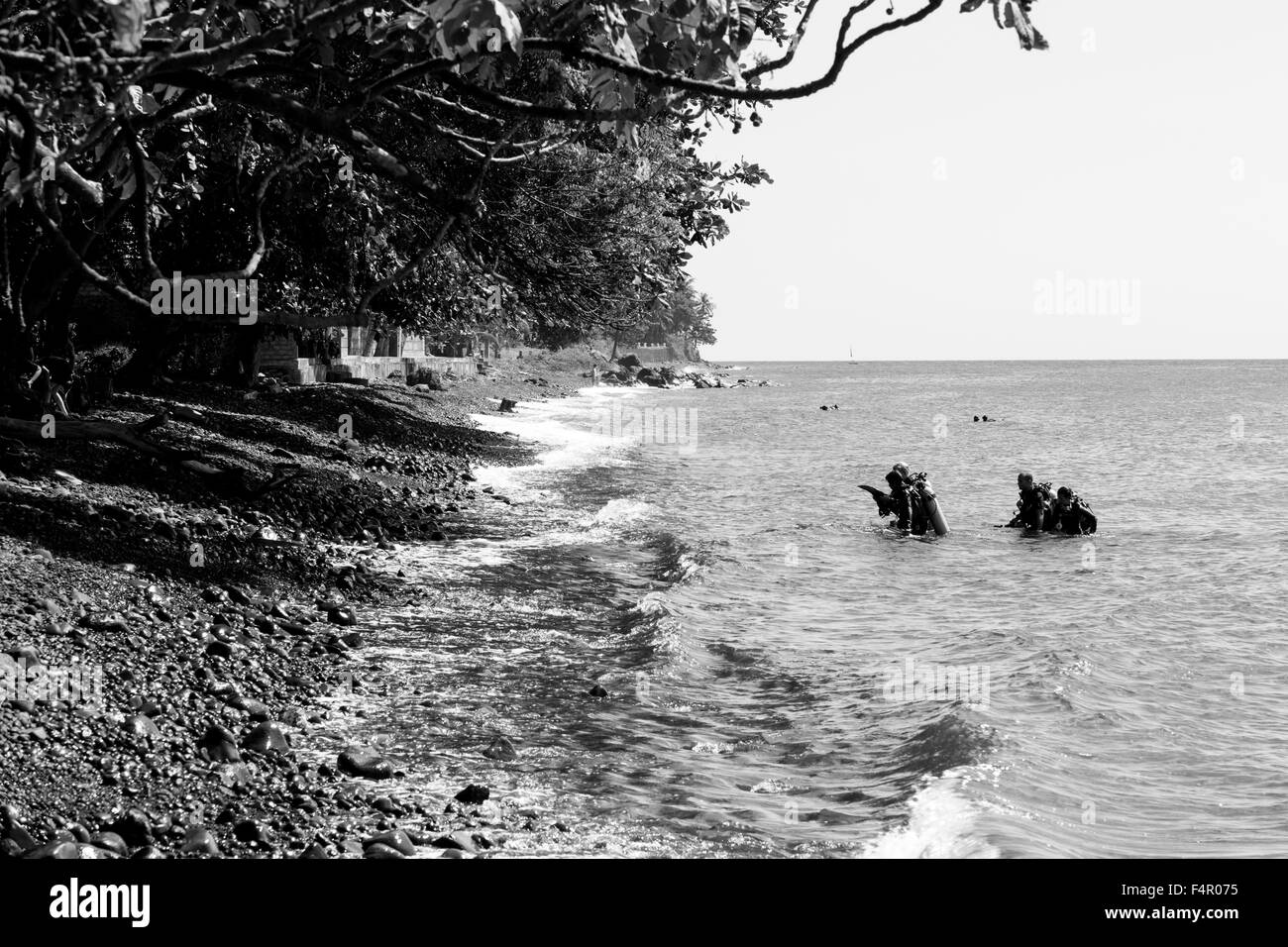 Divers Entering  the Sea Stock Photo