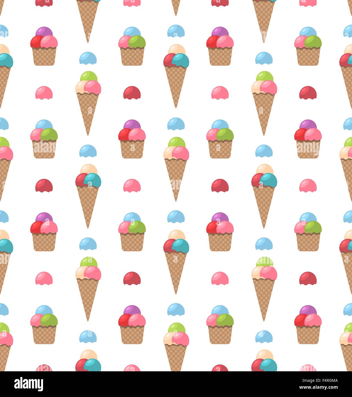 Seamless Pattern with Different Colorful Ice Creams Stock Vector Image ...