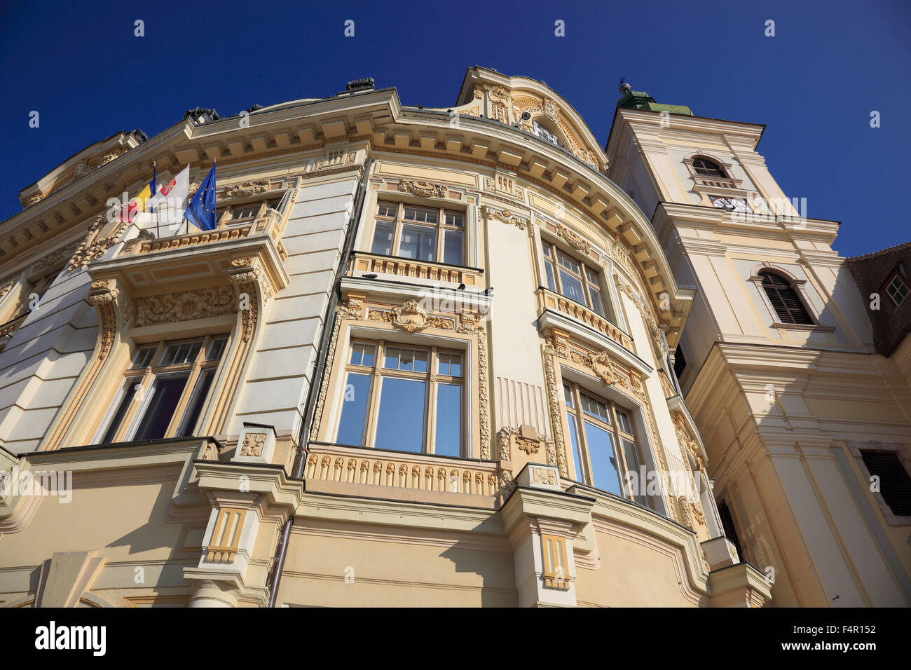 City Hall, on the Grand Boulevard, Piata Mare, Sibiu, Romania Stock Photo