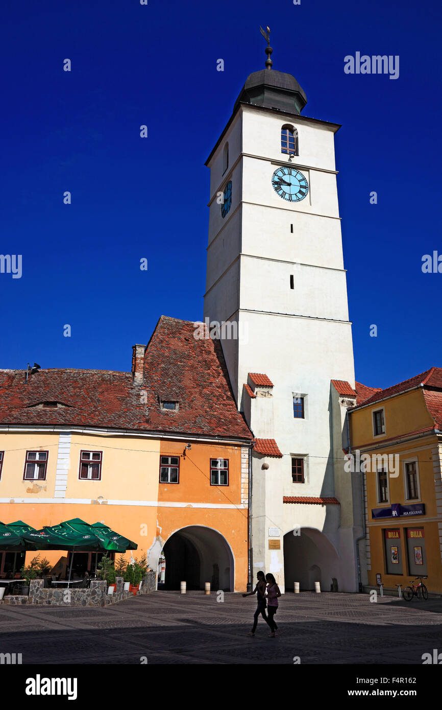 Council Tower, Turnul Sfatului, old city of Sibiu, Romania Stock Photo