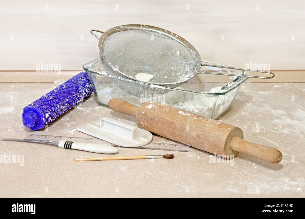 tools to make cookies, cake and cake decorated Stock Photo