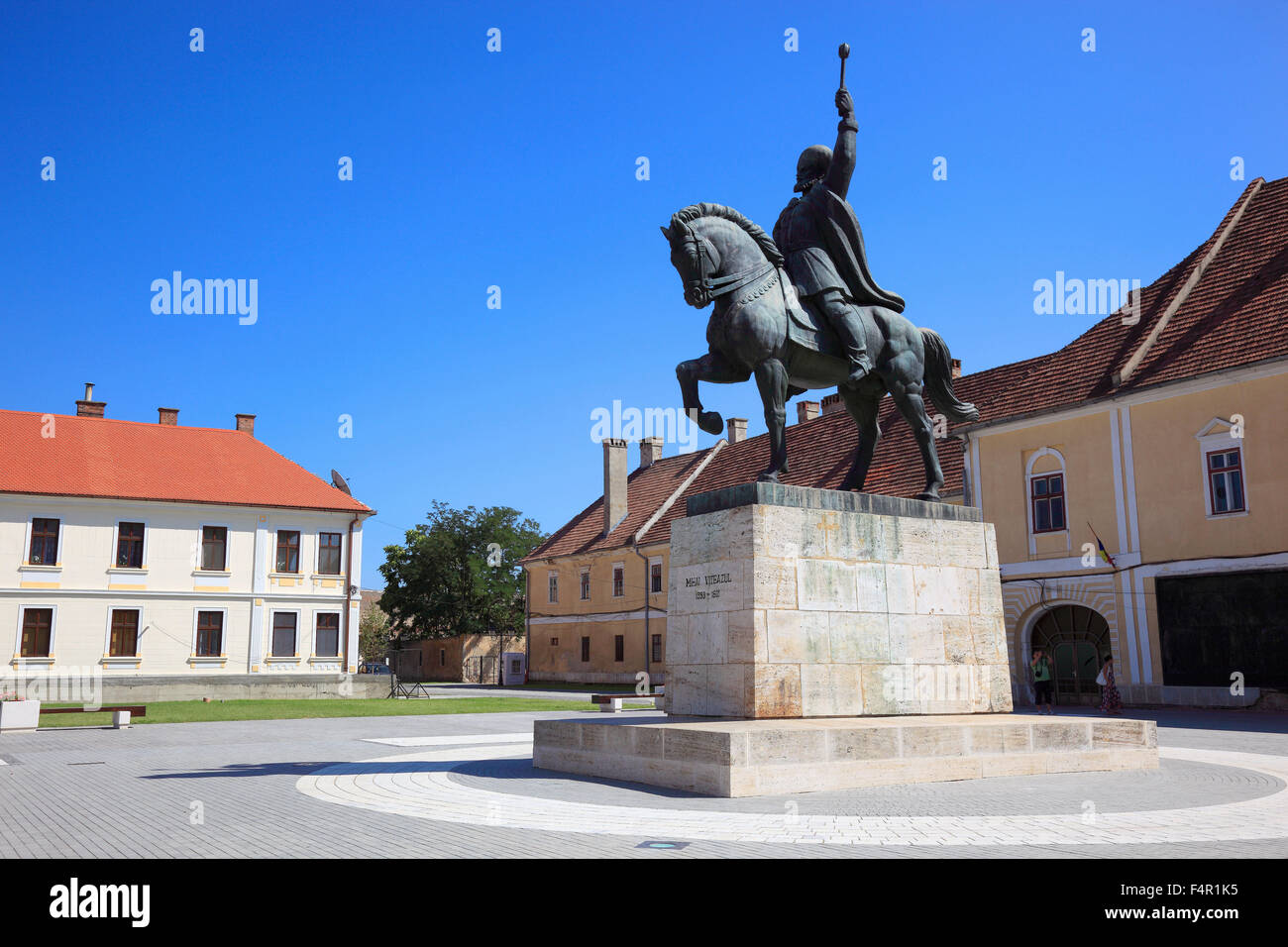 Equestrian statue of Michael the Brave, Michael the Brave, a national hero in the Ancient fortress, Alba Iulia, Balgrad, Transyl Stock Photo