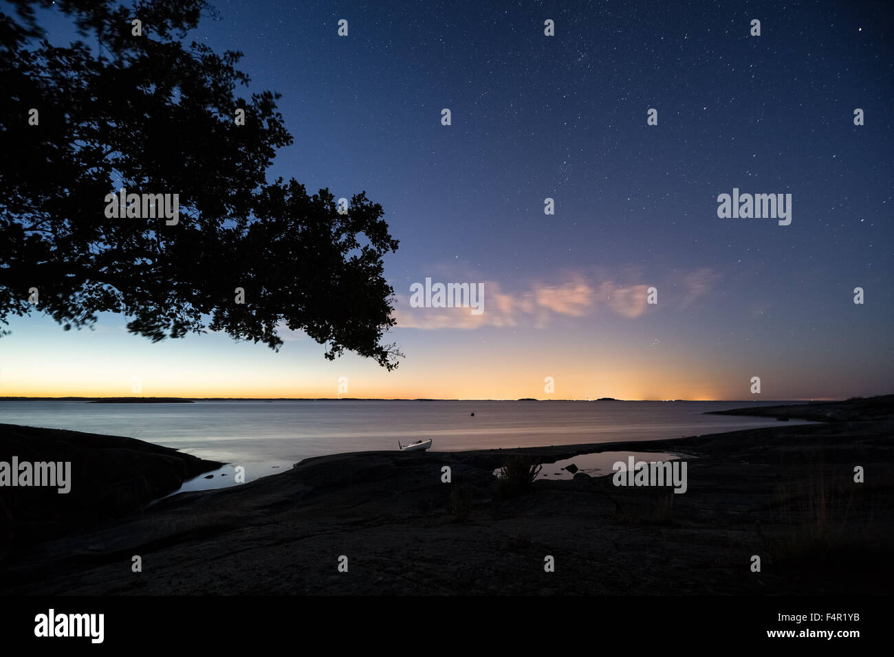 Dusk at Bylandet island, Kirkkonummi, Finland, Europe, EU Stock Photo