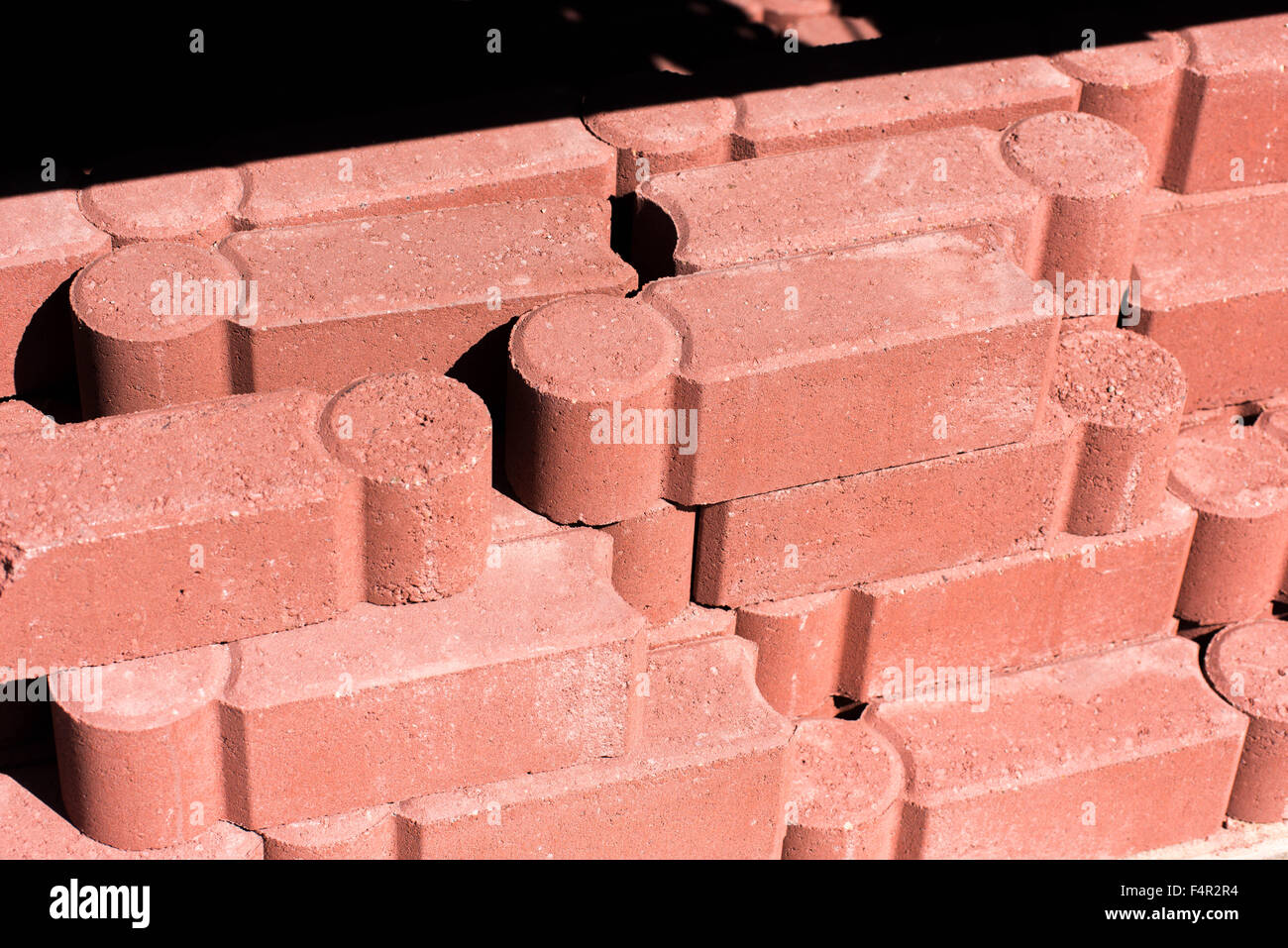 outdoor building materials stacked concrete masonry pavers Stock