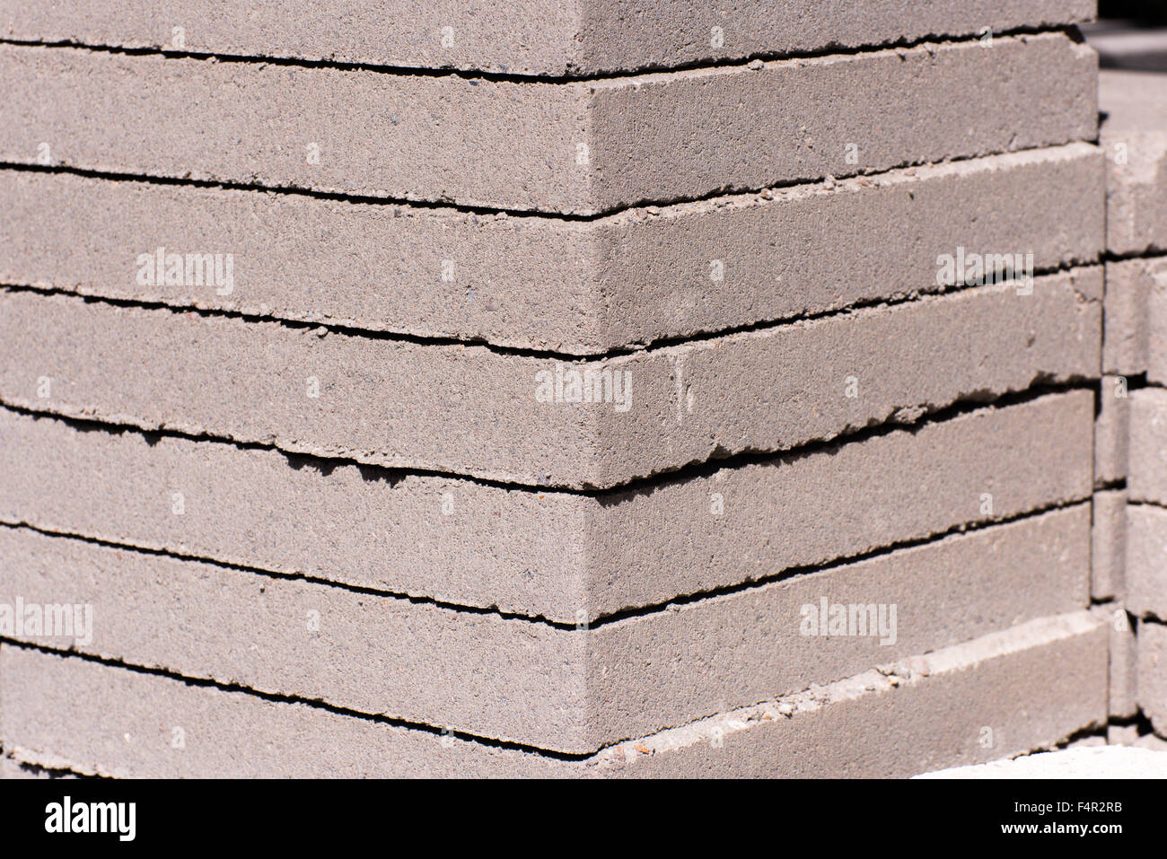 outdoor building materials stacked concrete masonry pavers Stock