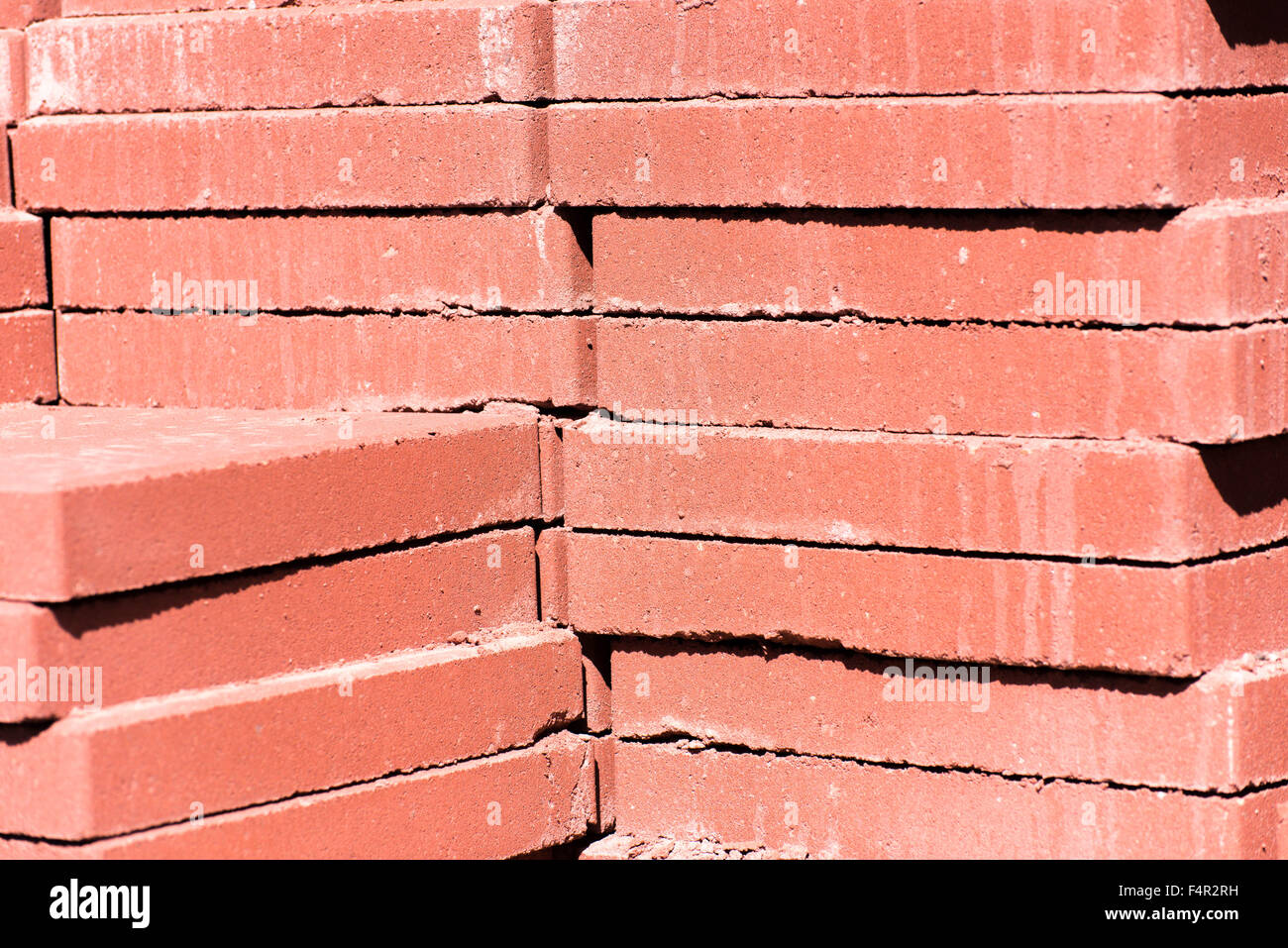 outdoor building materials stacked concrete masonry pavers Stock