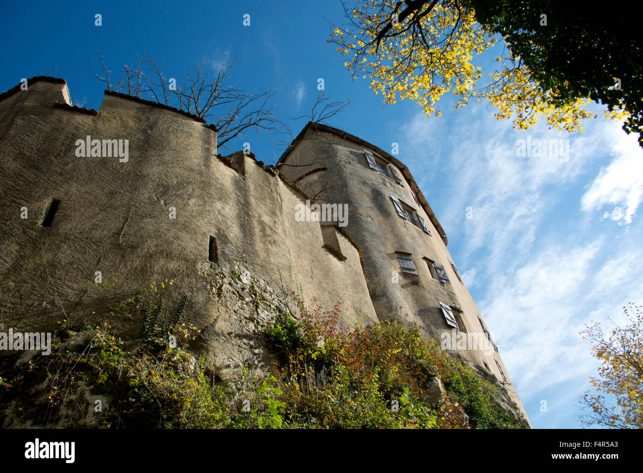 Switzerland, Europe, Baselland, Bubendorf, Wildenstein, castle, lock, autumn Stock Photo
