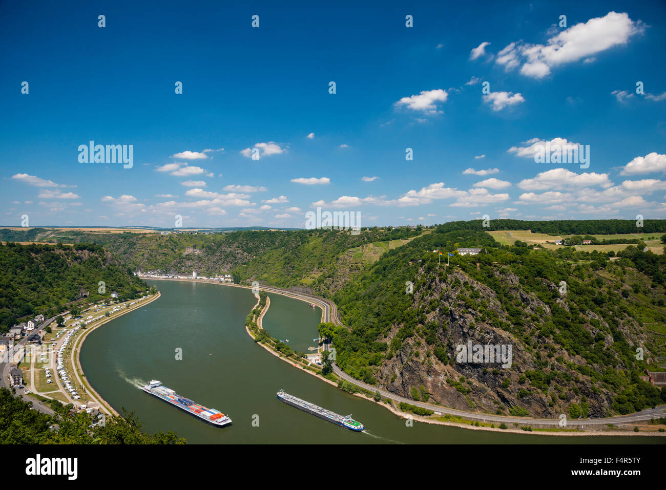 Germany, Europe, Goarshausen, Loreleyblick, Loreley, Loreley, rock, Loreleyhafen, Maria Ruh, middle Rhine Valley, panorama, Pala Stock Photo