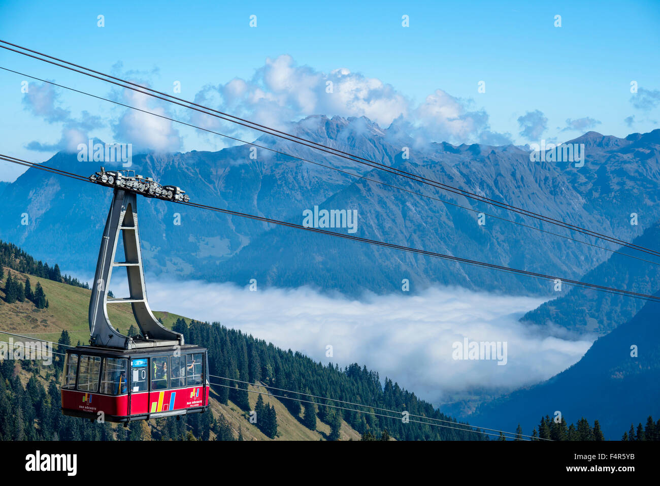 Allgäu, Alps, Bavaria, mountain station, Germany, Europe, Fellhorn, gondola, Nebelhorn, Oberstdorf, cable railway, Stock Photo
