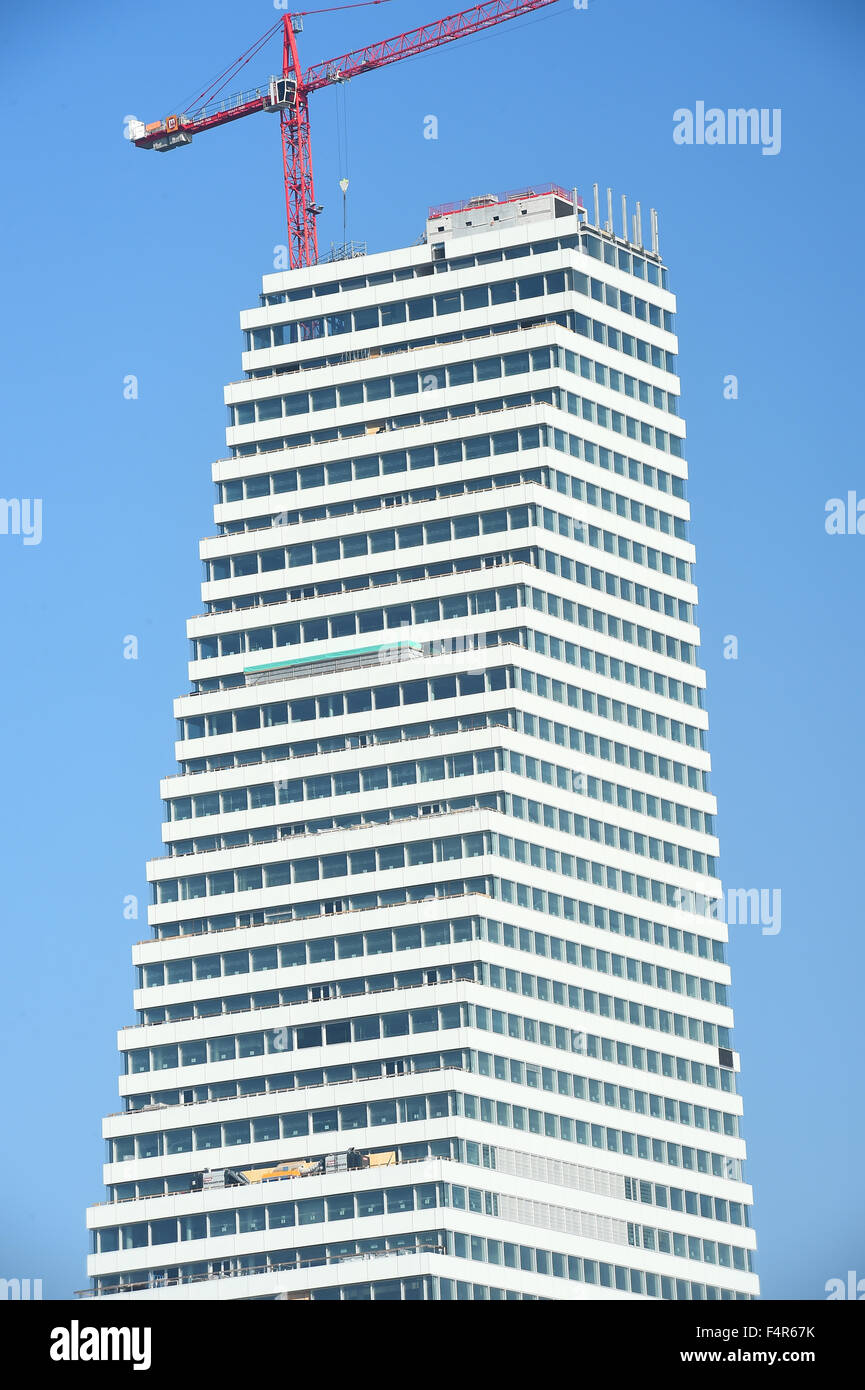 Basel, Switzerland, block of flats, high-rise building, Hoffmann La Roche, office building, block, building site Stock Photo