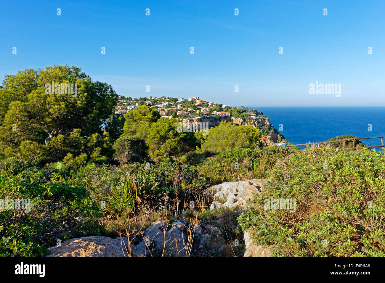 Europe, Spain, Alicante, Valencia, Xabia, Javea, Calle Enrique Granados, Cabo de Nao, scenery, building, construction, lighthous Stock Photo