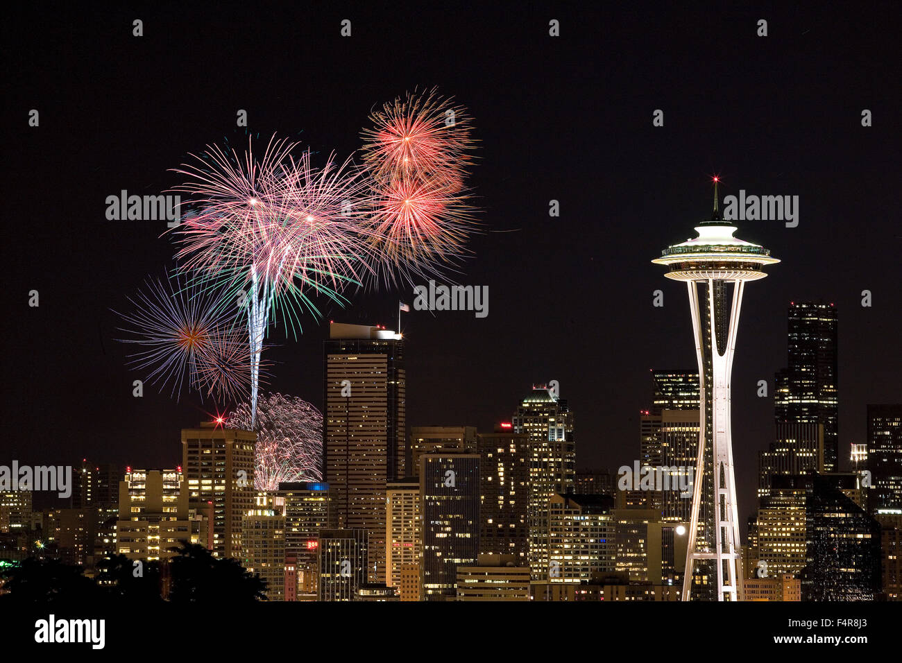 USA, United States, America, Pacific Northwest, Washington, Washington State, Seattle, city, urban, Space Needle, Queen Anne, Al Stock Photo