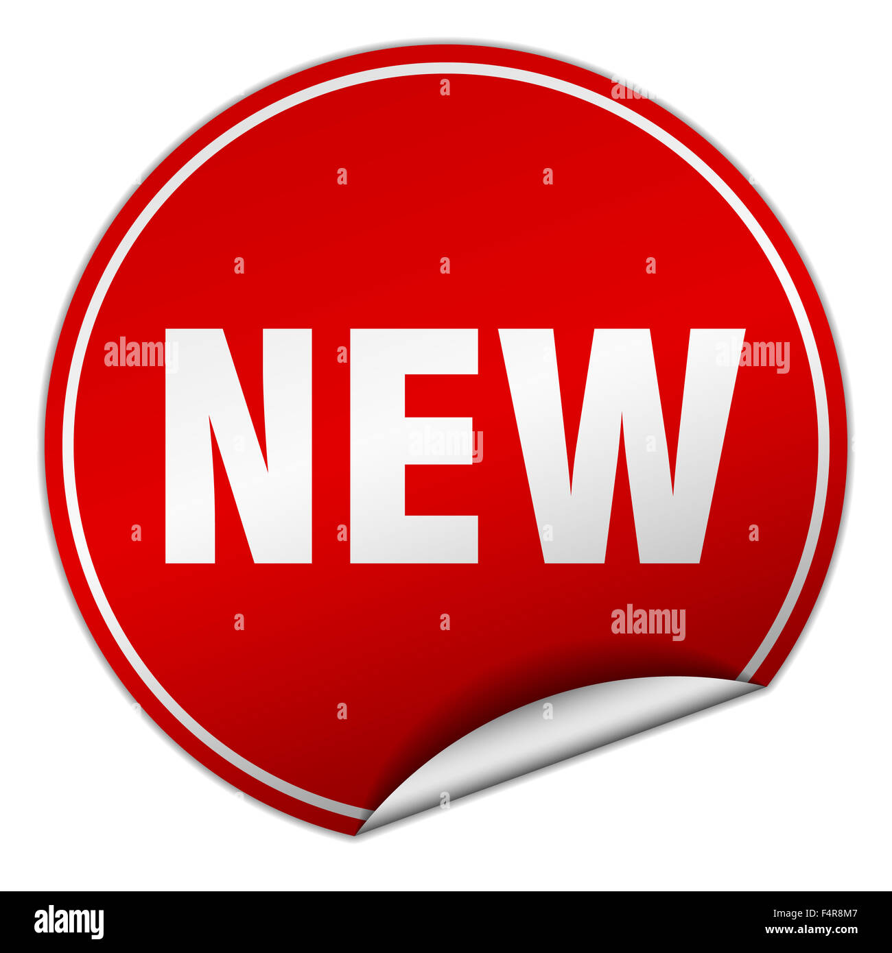 new round red sticker isolated on white Stock Photo - Alamy