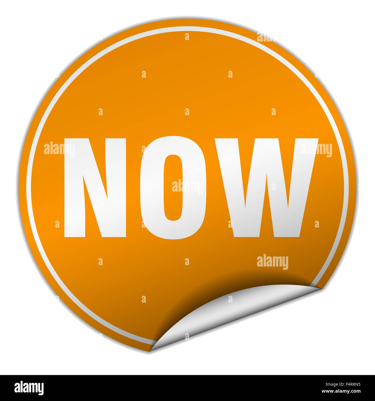 now round orange sticker isolated on white Stock Photo - Alamy