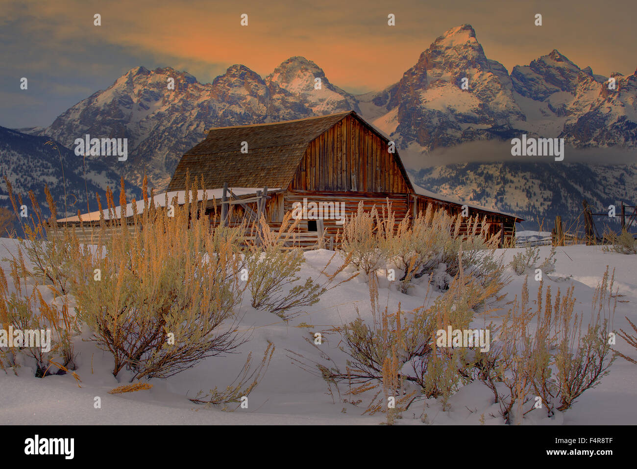 USA, United States, America, Wyoming, Grand Teton, Rockies, Rocky Mountains, National Park, Jackson Hole, Mount Moran, Oxbow Ben Stock Photo