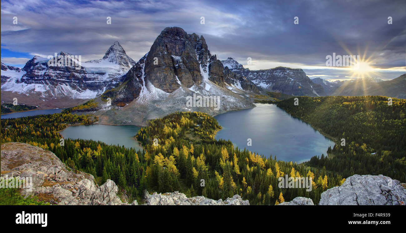 Canada, province, nature, landscape, Rockies, Canadian Rockies, mountains, lake, scenery, British Columbia, Mount Assiniboine, L Stock Photo