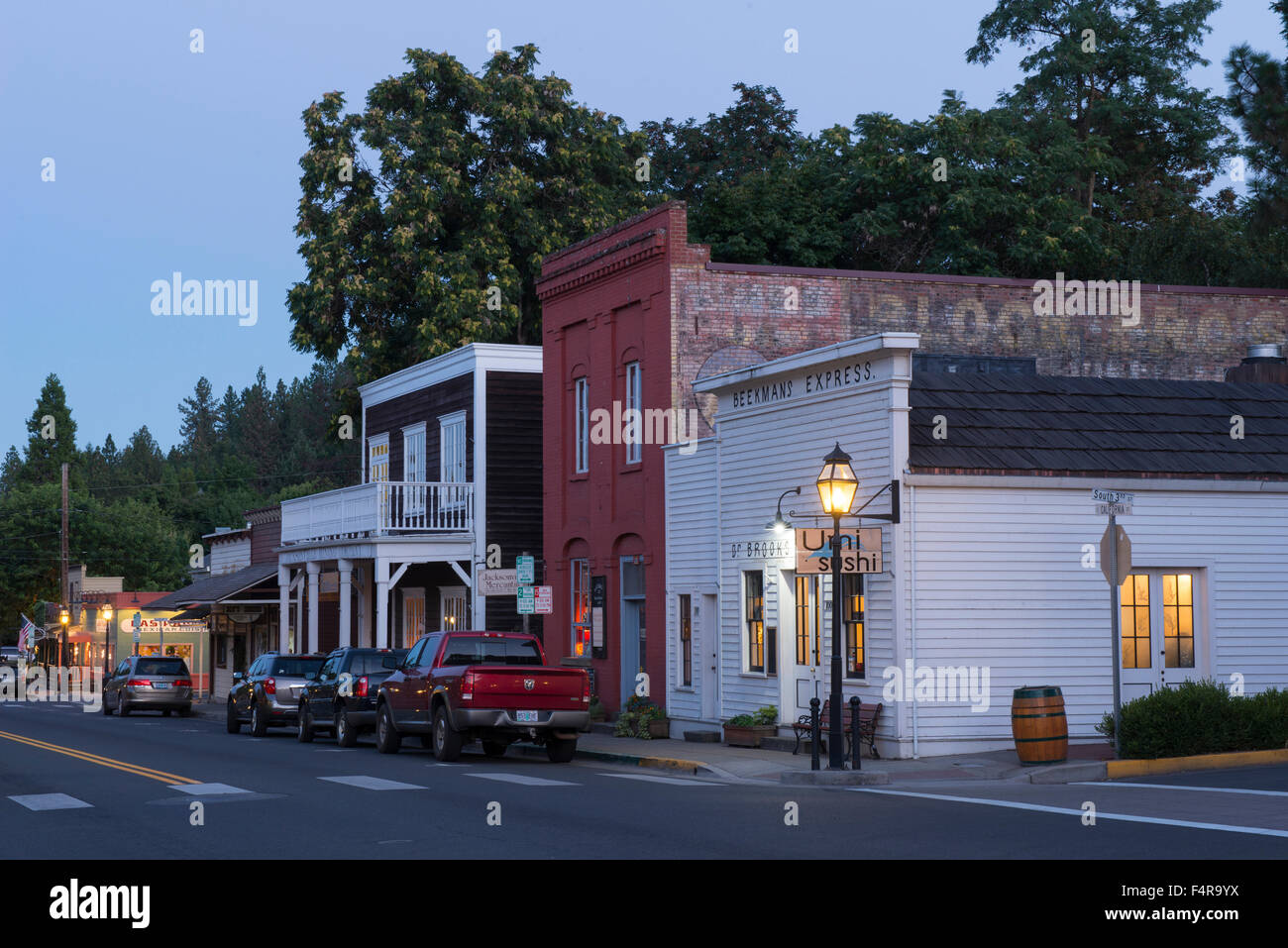USA, United States, America, West Coast, Jacksonville, Oregon, small town, night Stock Photo
