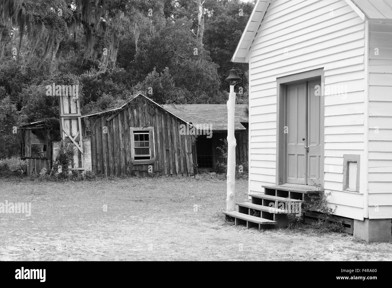 USA, United States, America, Georgia, Cumberland Island, settlement, church, barn, Stock Photo