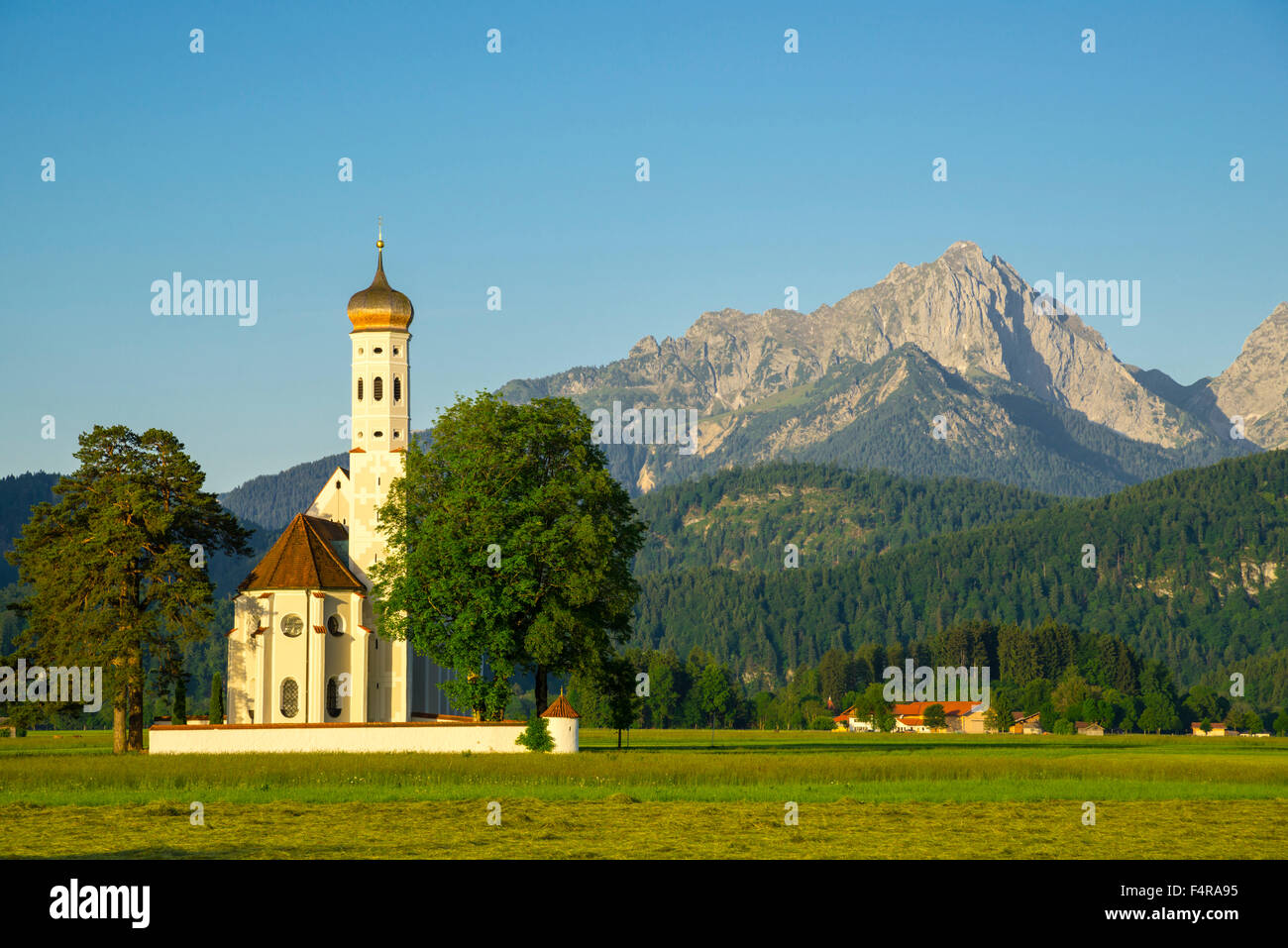 baroque, Bavaria, mountains, Coloman, Germany, Europe, church, Allgäu ...