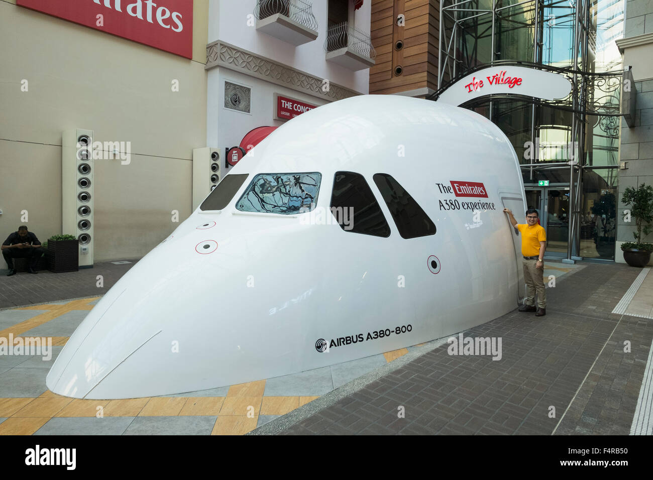 Airbus A380-800 flight simulator inside Dubai Mall in Dubai United Arab Emirates Stock Photo