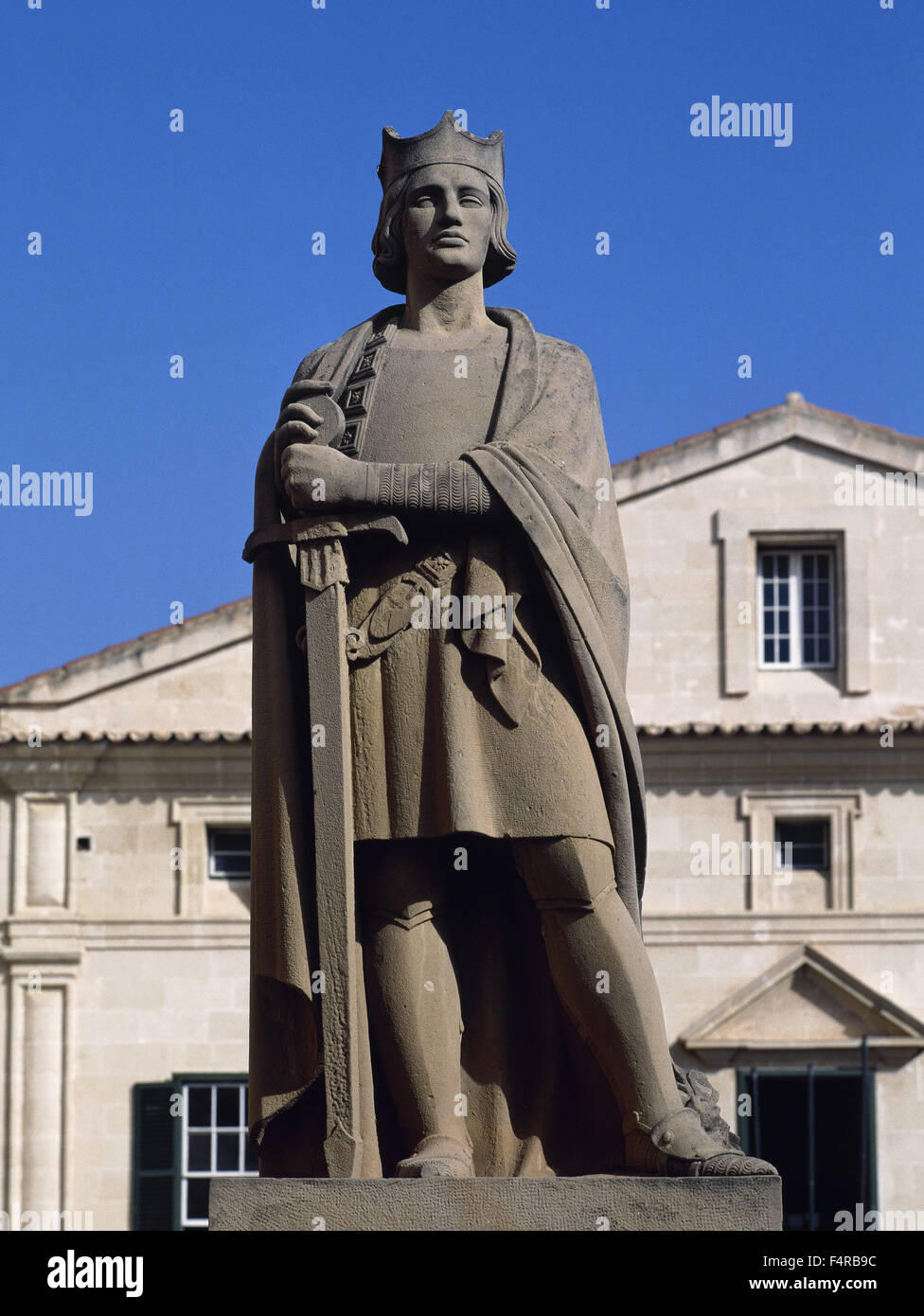 King Alfonso III of Aragon (1265-1291)  called The Liberal. Monument in the Conquest Square (Plaza de la Conquista). Mao. Menorca. Balearic Islands. Spain. Stock Photo