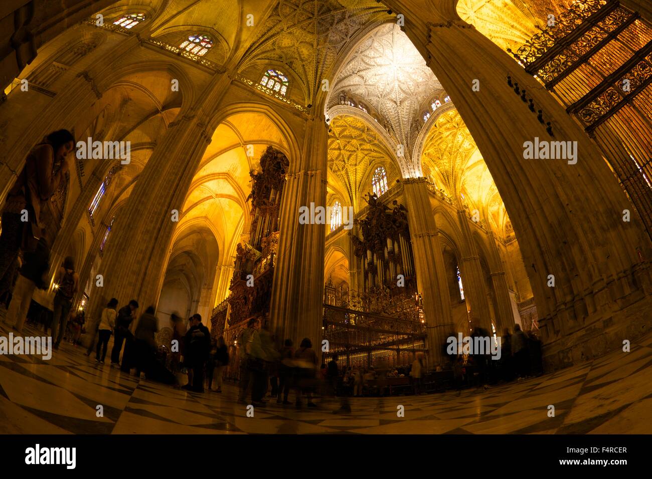 Interior of Nave, Seville Cathedral, Catedral Sevilla, Andalucia, Spain, Europe Stock Photo