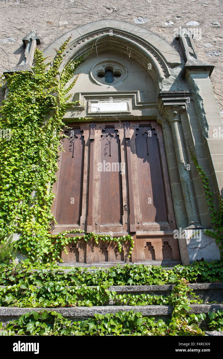 Lutry, world heritage, cultural heritage, UNESCO, Lavaux, church, summer, village, Vaud, Switzerland, detail Stock Photo