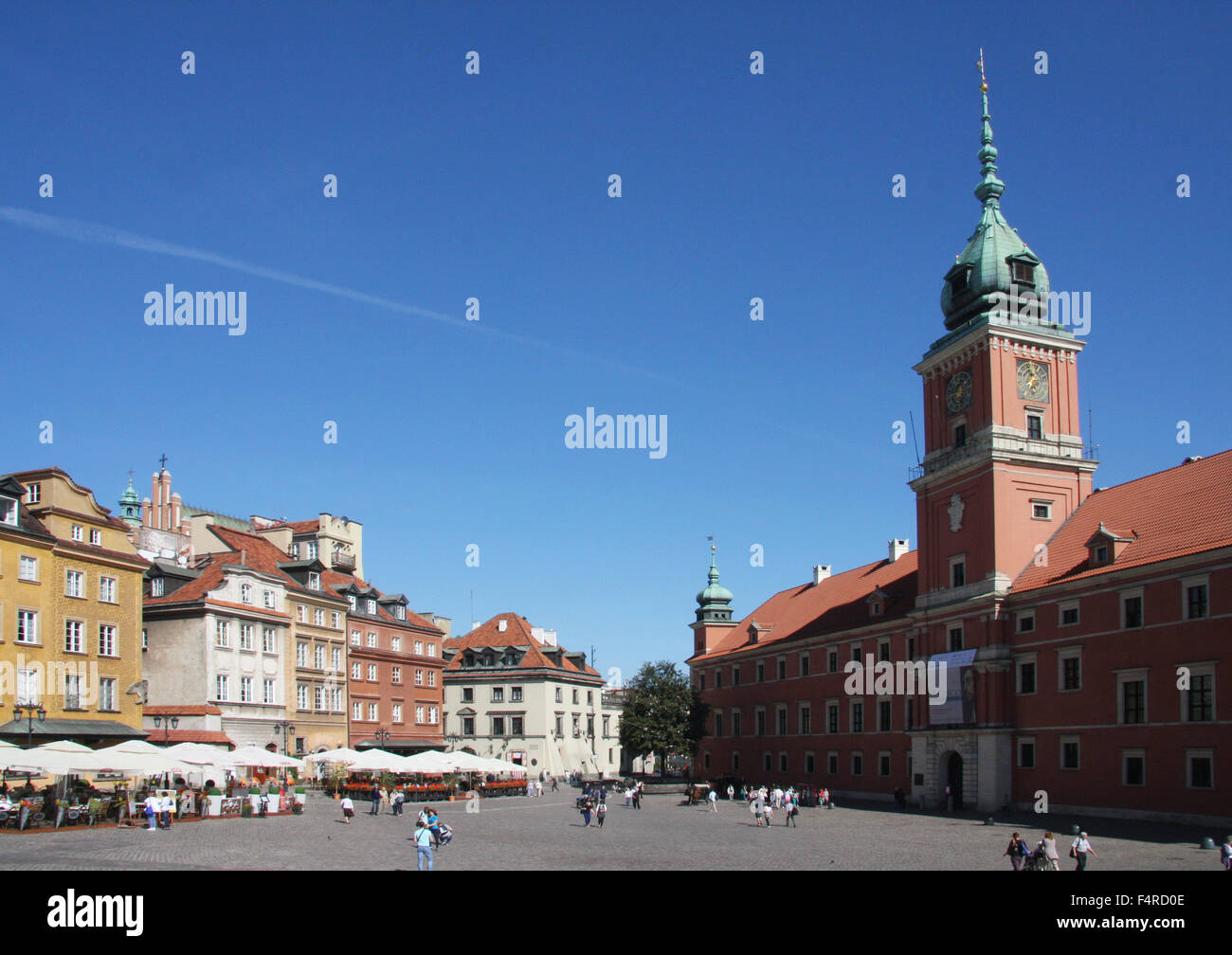 Poland, Warsaw, Europe, castle, Unesco, world cultural heritage, Zamkowy, Old Town, street restaurant Stock Photo