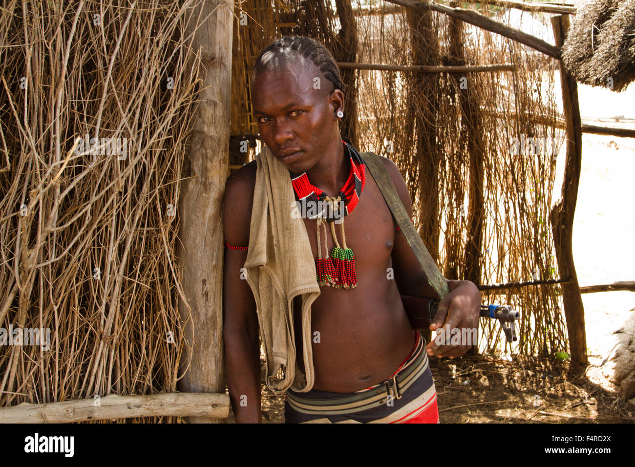 male Karo tribesman. Omo Valley, Ethiopia Stock Photo