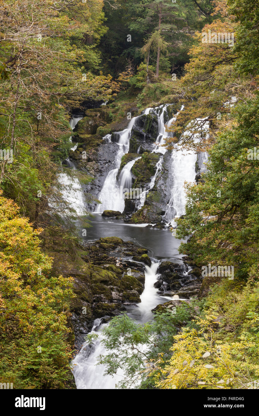 Swallow Falls in Autumn, near Betwys-y-Coed, Snowdonia, North Wales Stock Photo