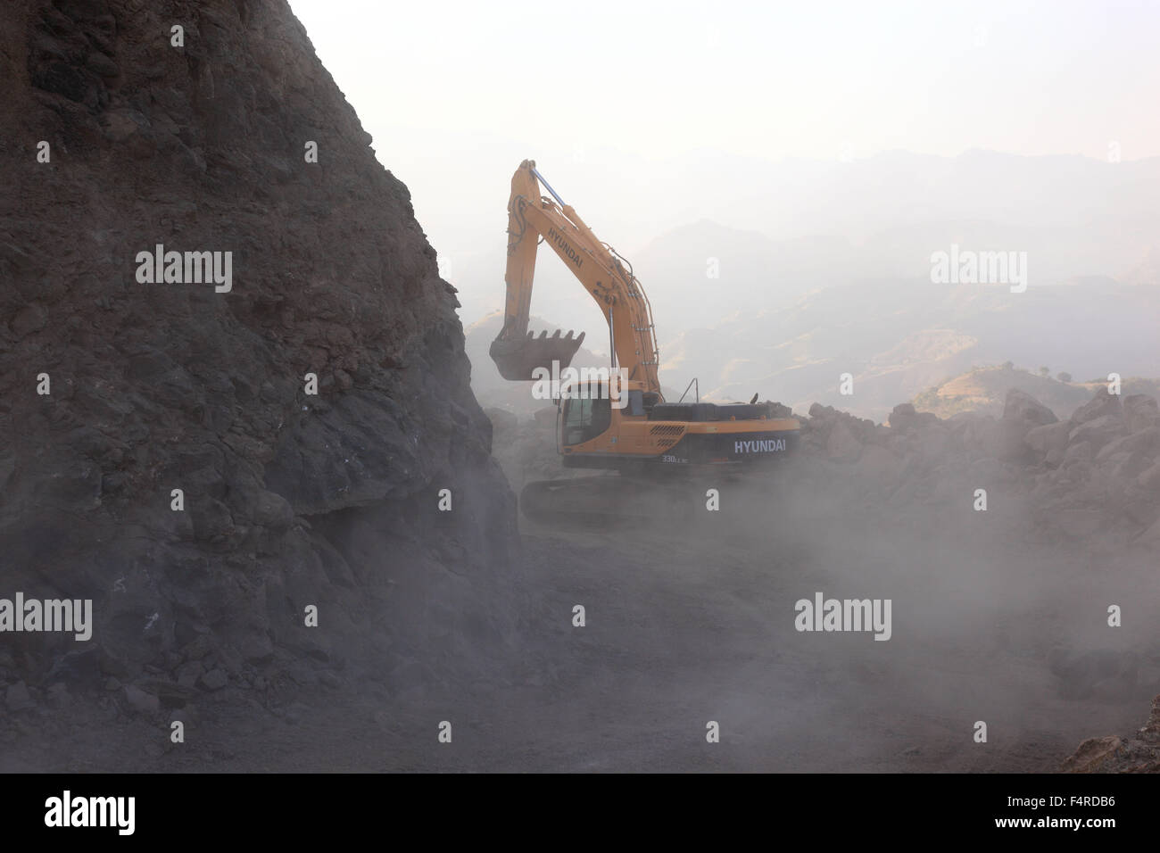 In the highlands of Abyssinia, in the Semien Mountains, construction of ...