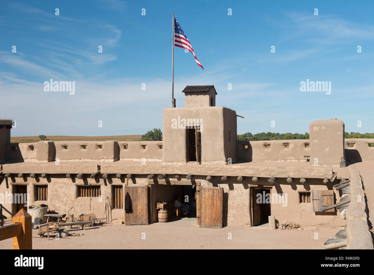 USA, UnitedStates, America, Southwest, Colorado, Otero County, Bent's Old Fort, National Historic Site, adobe, trading post, for Stock Photo