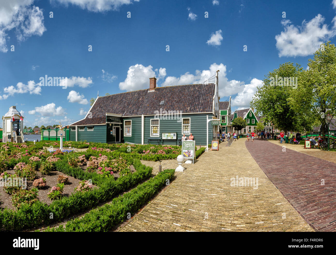 Netherlands, Holland, Europe, village, summer, people, wooden houses, Open-air, museum, De Zaanse Schans, Zaandam, Stock Photo