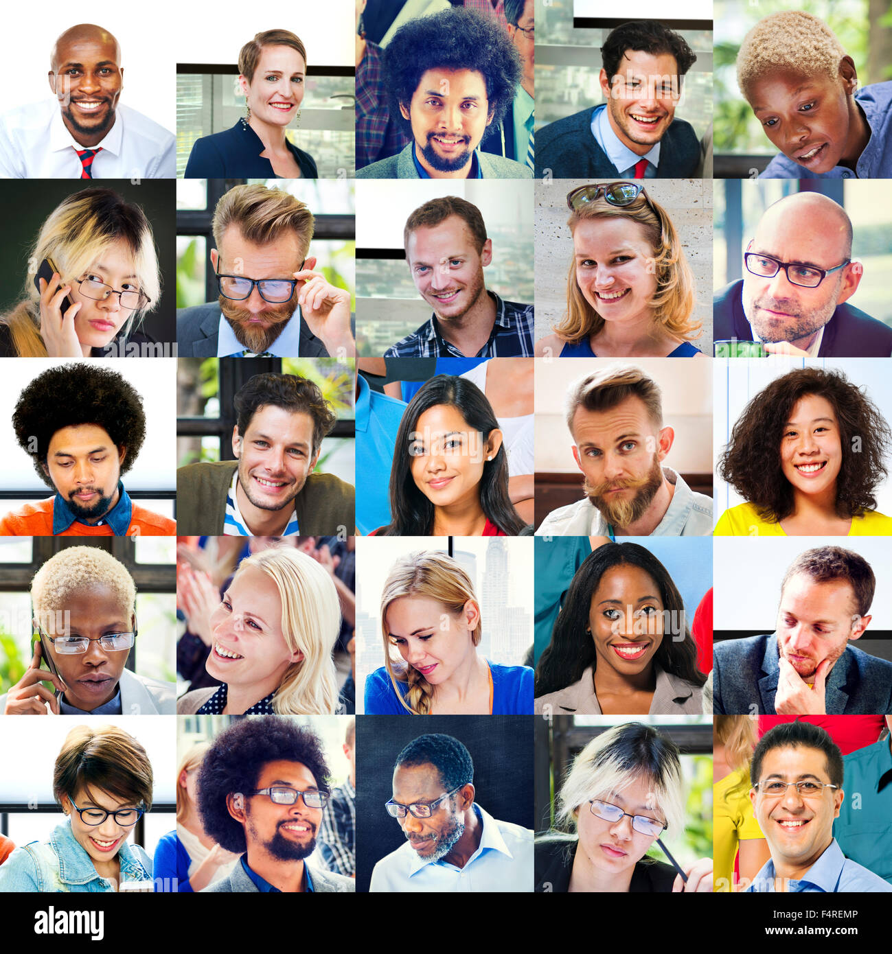 Collage faces smiling hi-res stock photography and images - Alamy