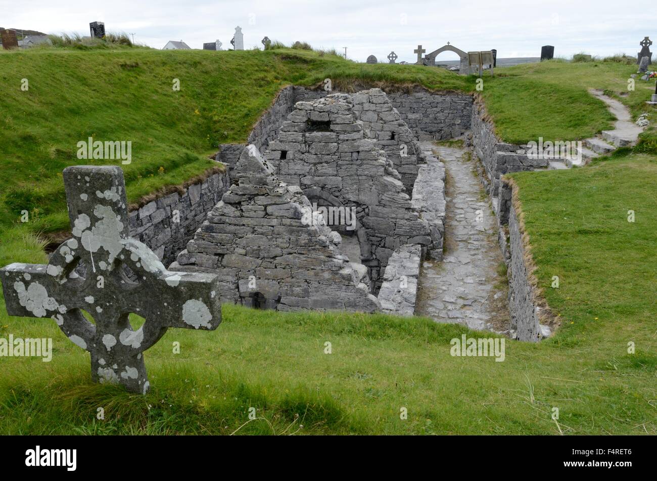 The buried Church of St Cavan  Inisheer Inis Oirr Aran Islands County Galway Ireland Stock Photo