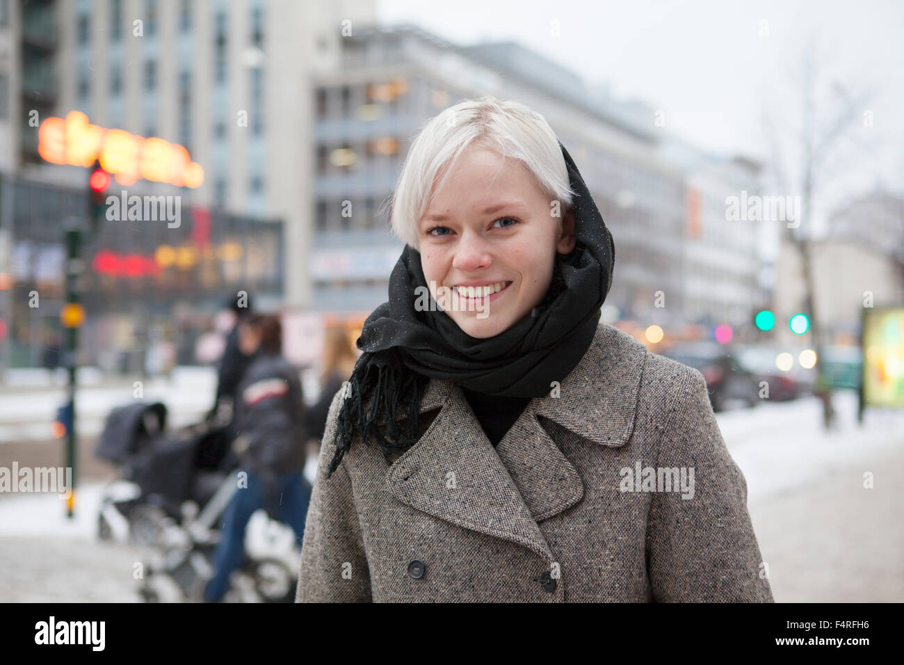 Sweden, Stockholm, Sodermalm, Gotgatan, Portrait of university student outdoors Stock Photo