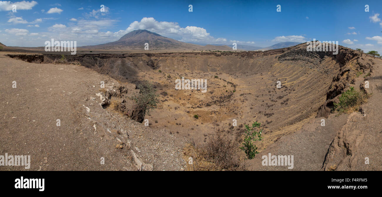 Africa, crater, scenery, landscape, lava, travel, Rift Valley, steppe, Tanzania Stock Photo