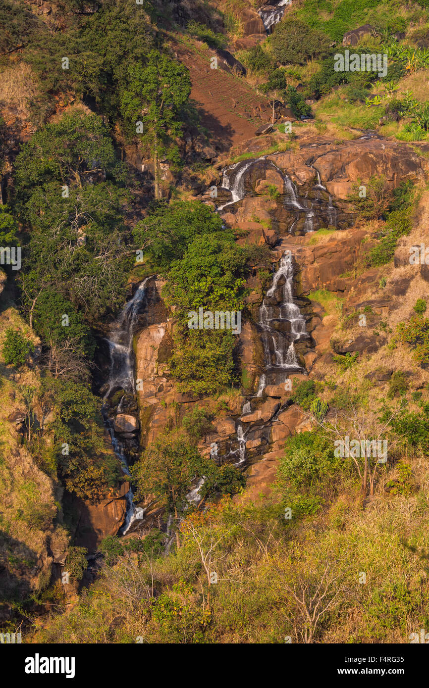 Africa, travel, Tanzania, Usambara, rocks, cliffs, nature, mountains, waters, waterfall Stock Photo