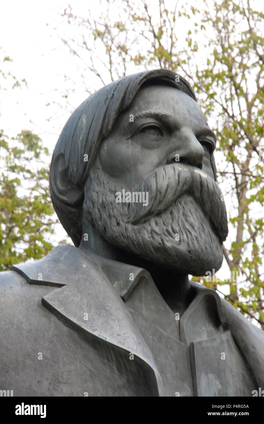 Berlin, Germany, Europe, monument, philosopher, Engels, Friedrich Engels, Stock Photo