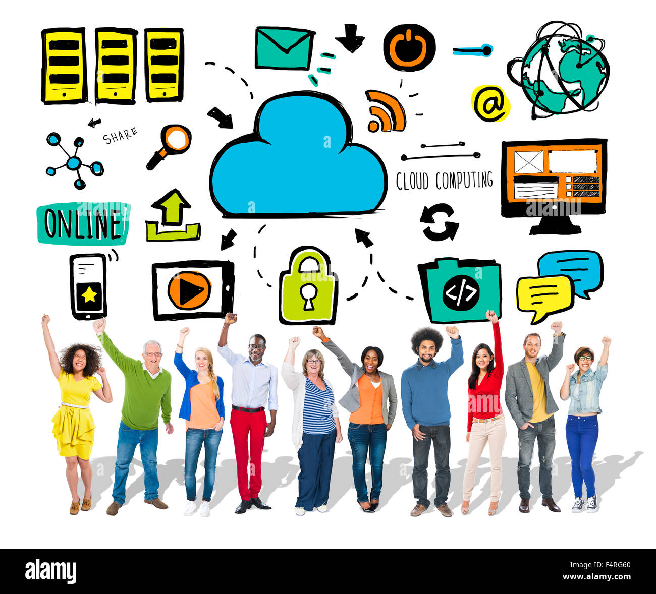 Diversity Casual People Cloud Computing Celebration Community Concept ...