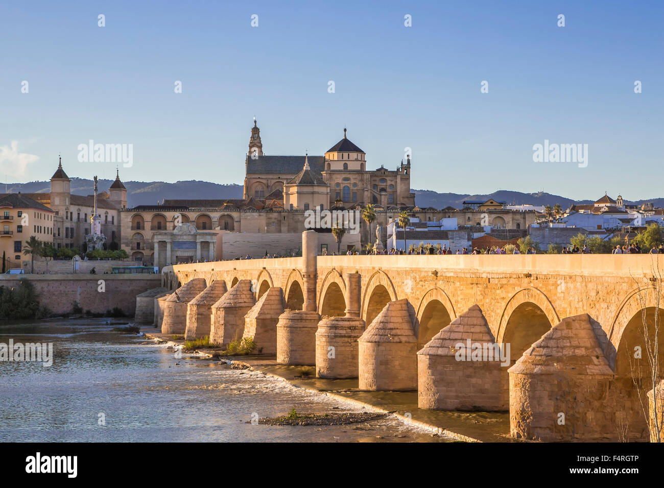world heritage, Andalusia, Cordoba, City, Bridge, Cordoba, Cathedral-Mosque, Landscape, Roman, Spain, Europe, architecture, Guad Stock Photo