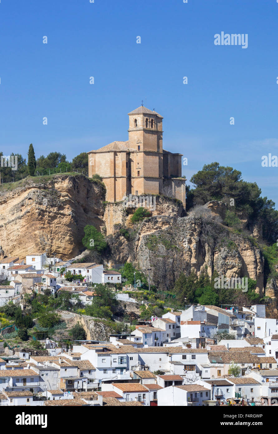 Andalusia, Granada, Landscape, Montefrio, town, Spain, Europe, Spring, architecture, castle, cliff, colourful, dramatic, morning Stock Photo