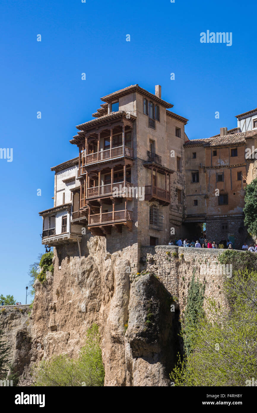 world heritage, City, Landscape, Spain, Europe, Spring, architecture, colourful, Cuenca, famous, hanging houses, morning, no peo Stock Photo