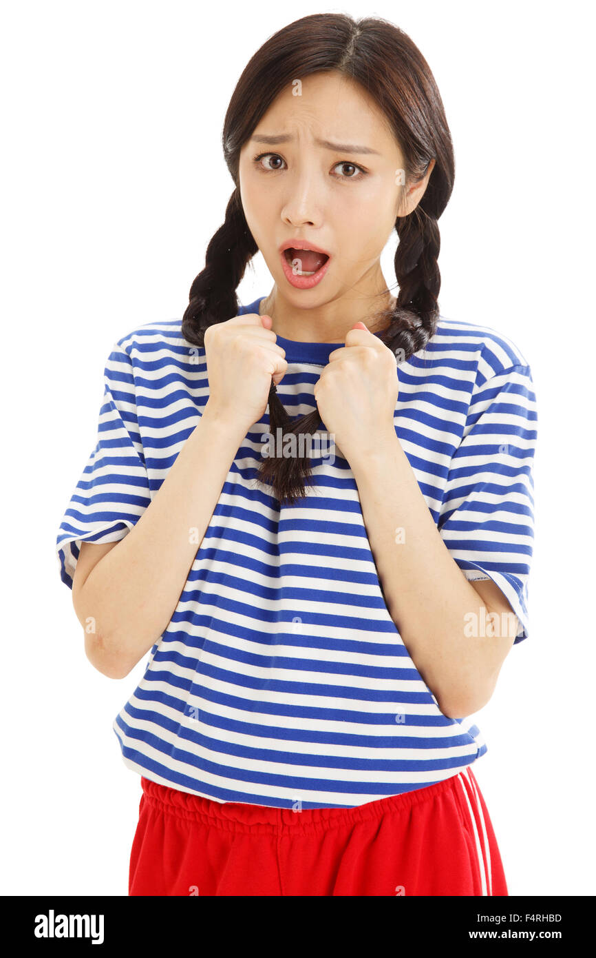 Young woman of fear Stock Photo